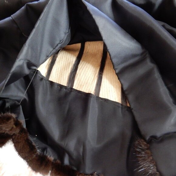VTG.Barth Wind Genuine Dark Brown Shiny Mink Fur Coat Full Length L/XL - Picture 11 of 12